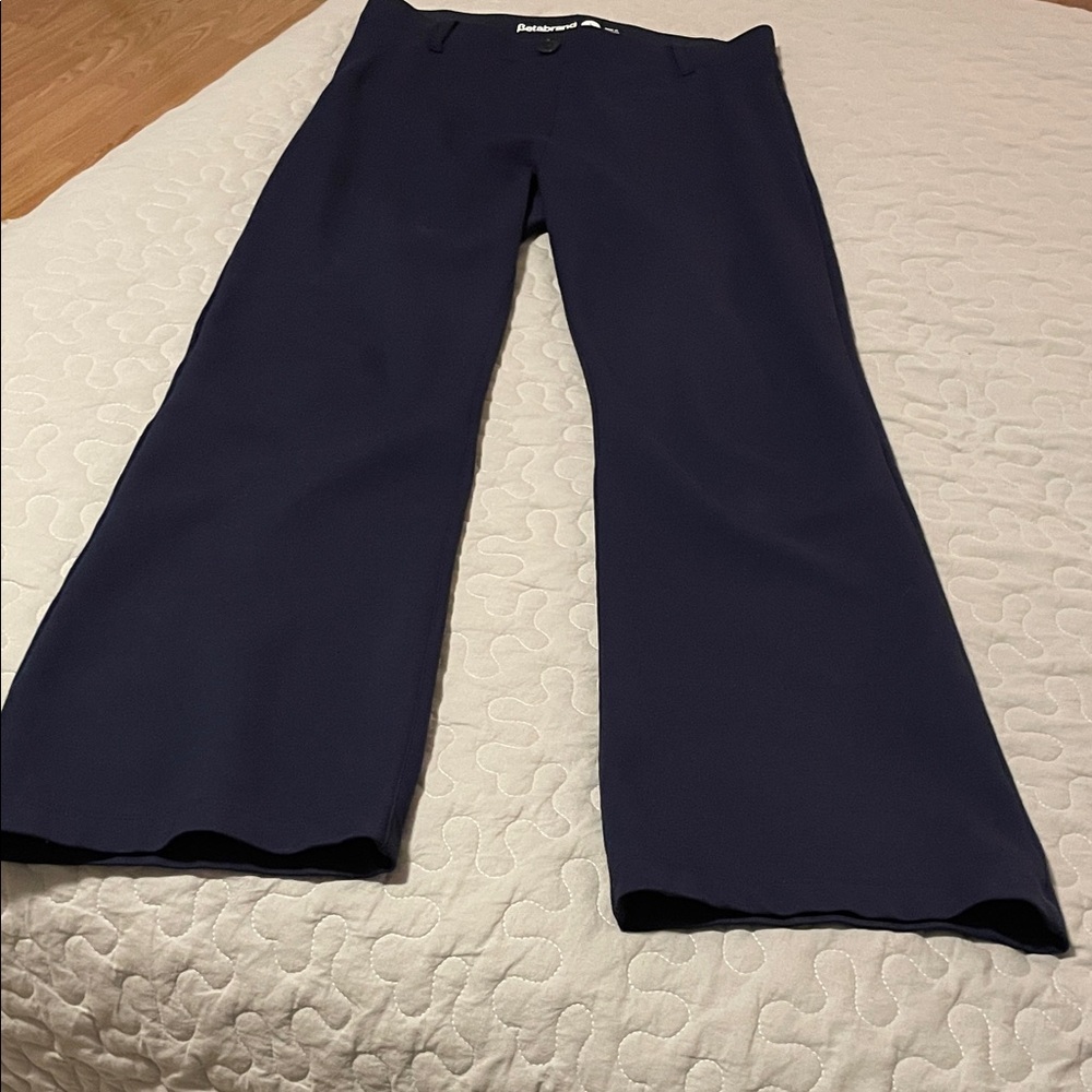 Betabrand Women’s Navy Blue Boot Cut Stretch Pants Size Small